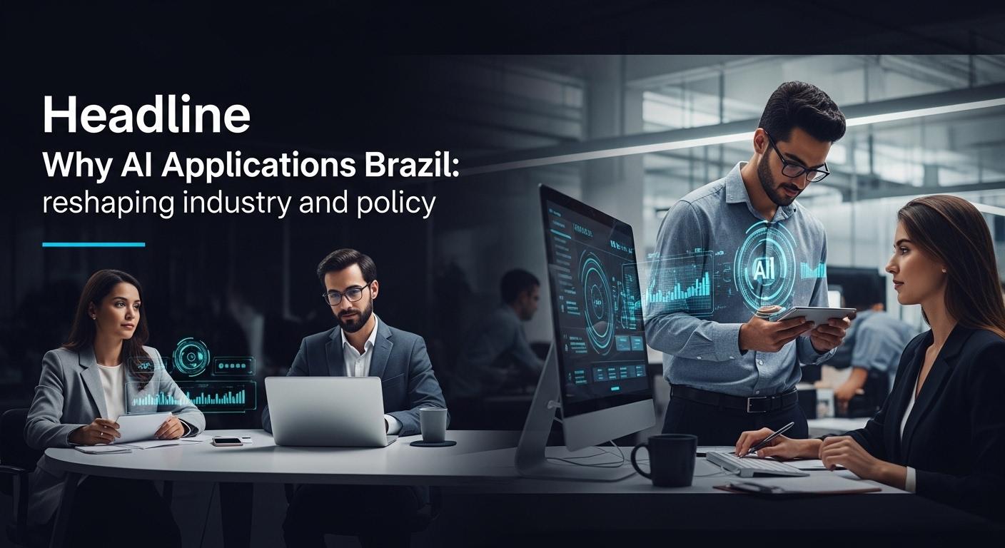 Brazilian city skyline with AI circuitry representing AI applications