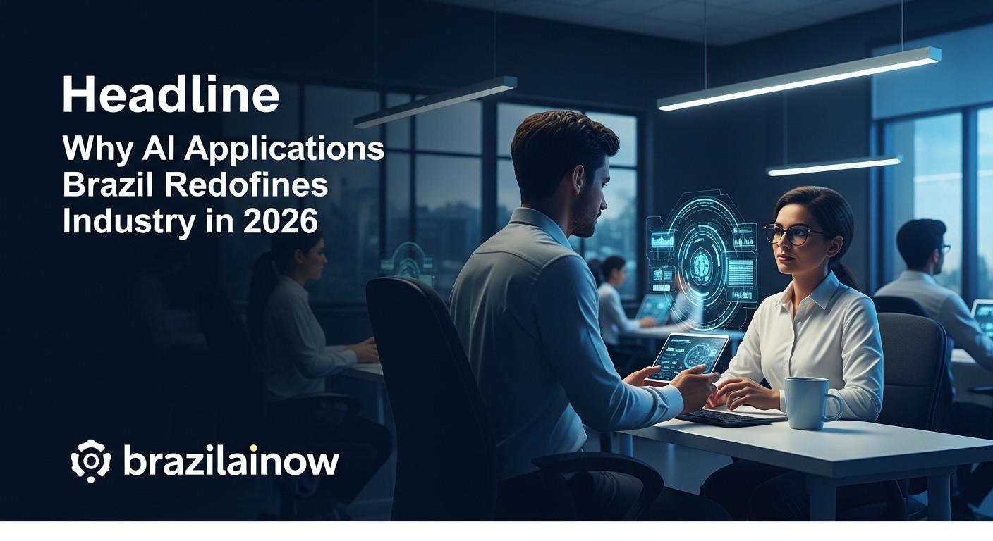 Brazilian urban and rural landscape with AI data overlays representing AI applications across sectors.