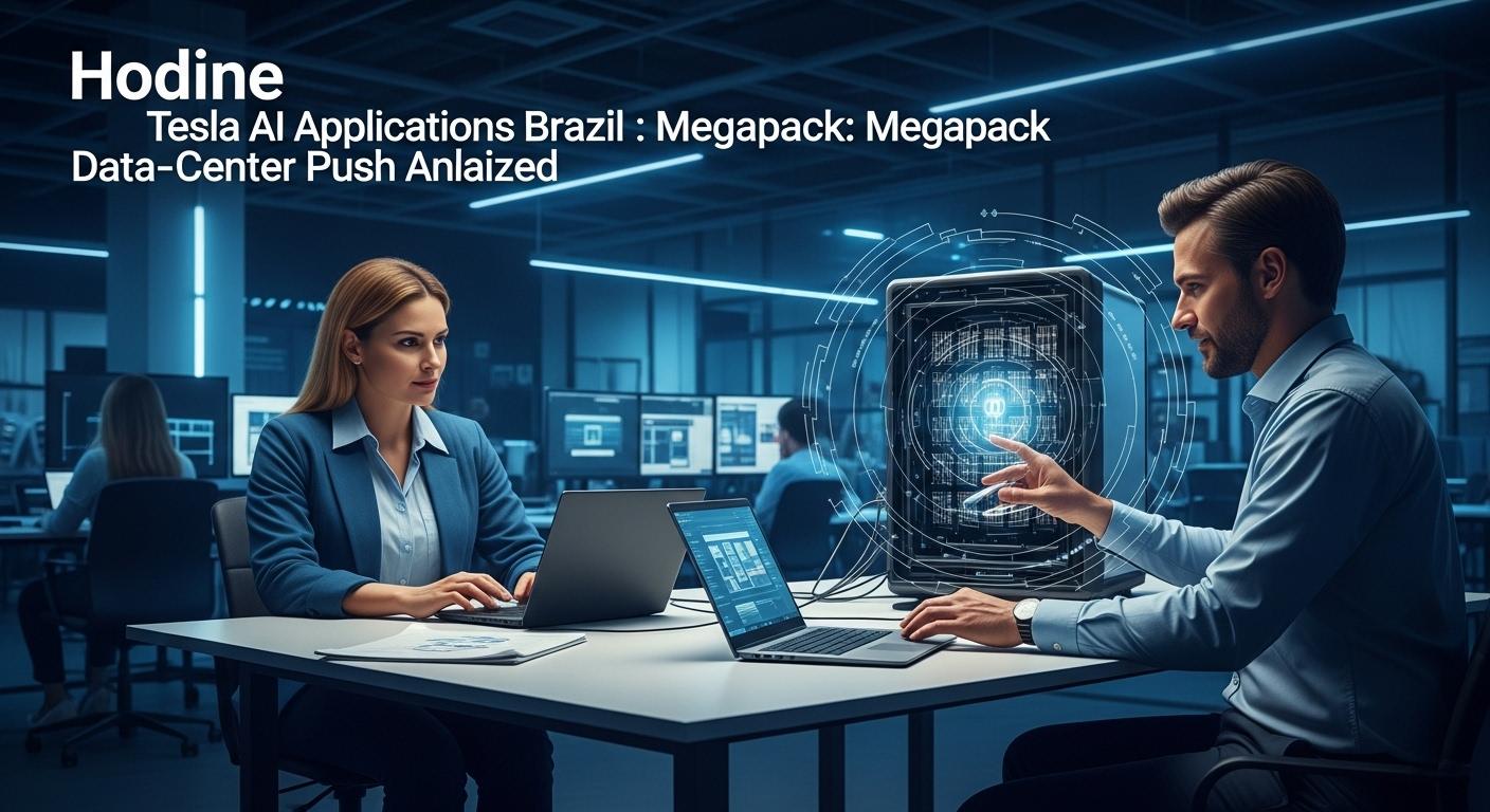 Tesla Megapack energy storage near an AI data center in Brazil, symbolizing the AI applications boom.