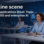Editorial illustration of Nokia AI Applications Brazil integrating 5G and enterprise AI in Brazil
