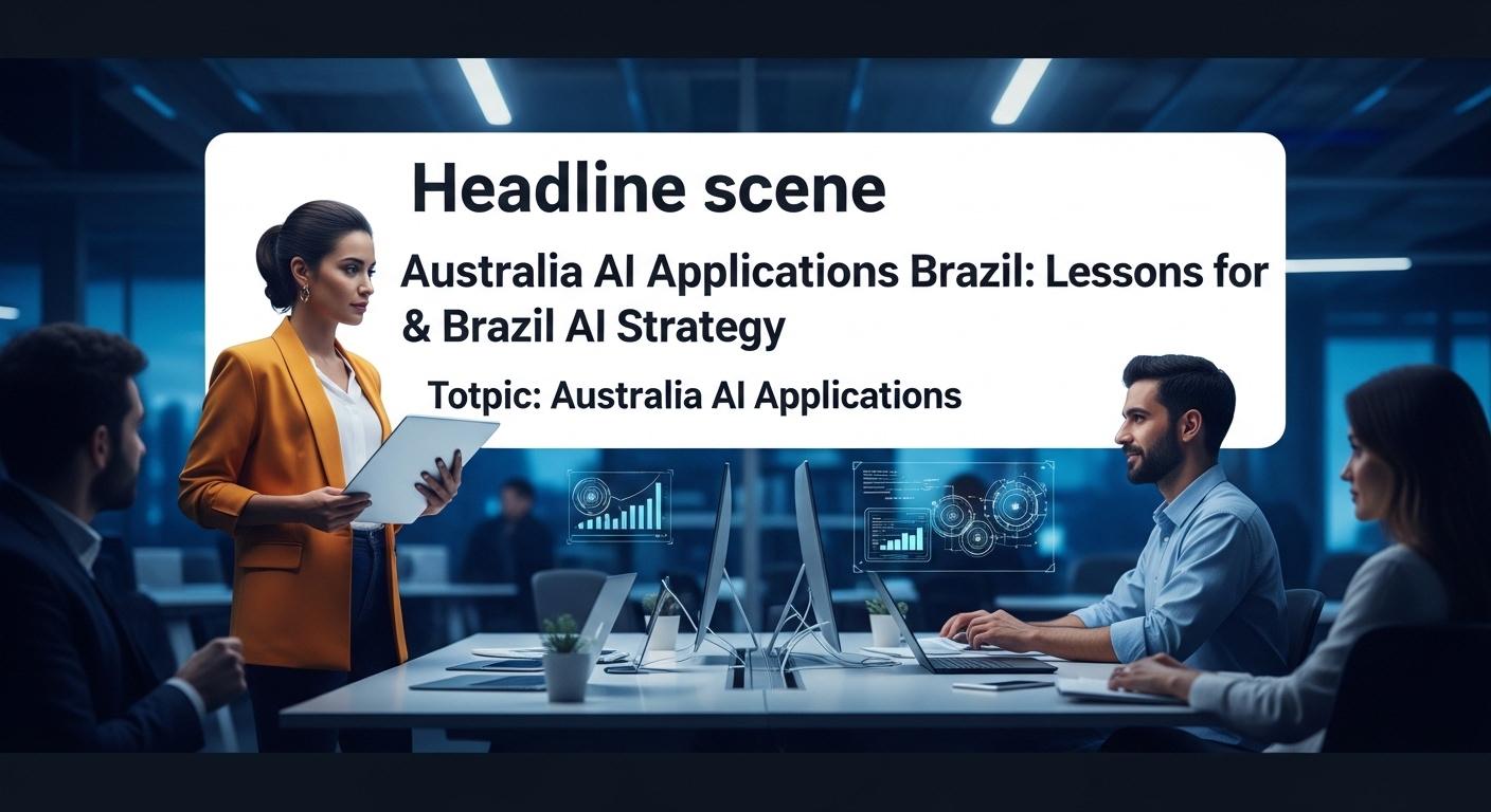 Cross-border AI collaboration between Australia and Brazil illustrated on a newsroom desk.