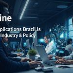 Brazilian city skyline with AI data overlays