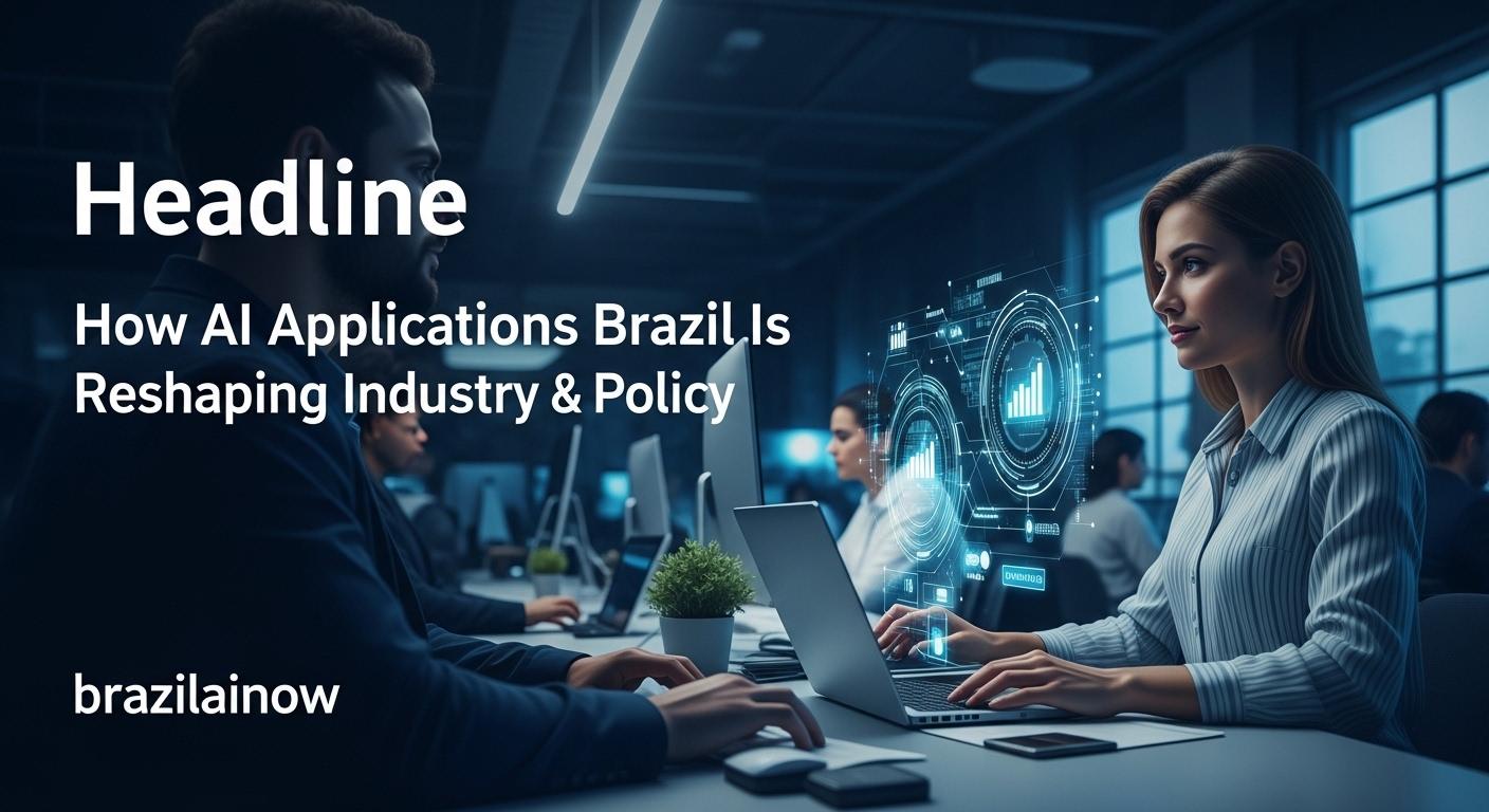 Brazilian city skyline with AI data overlays