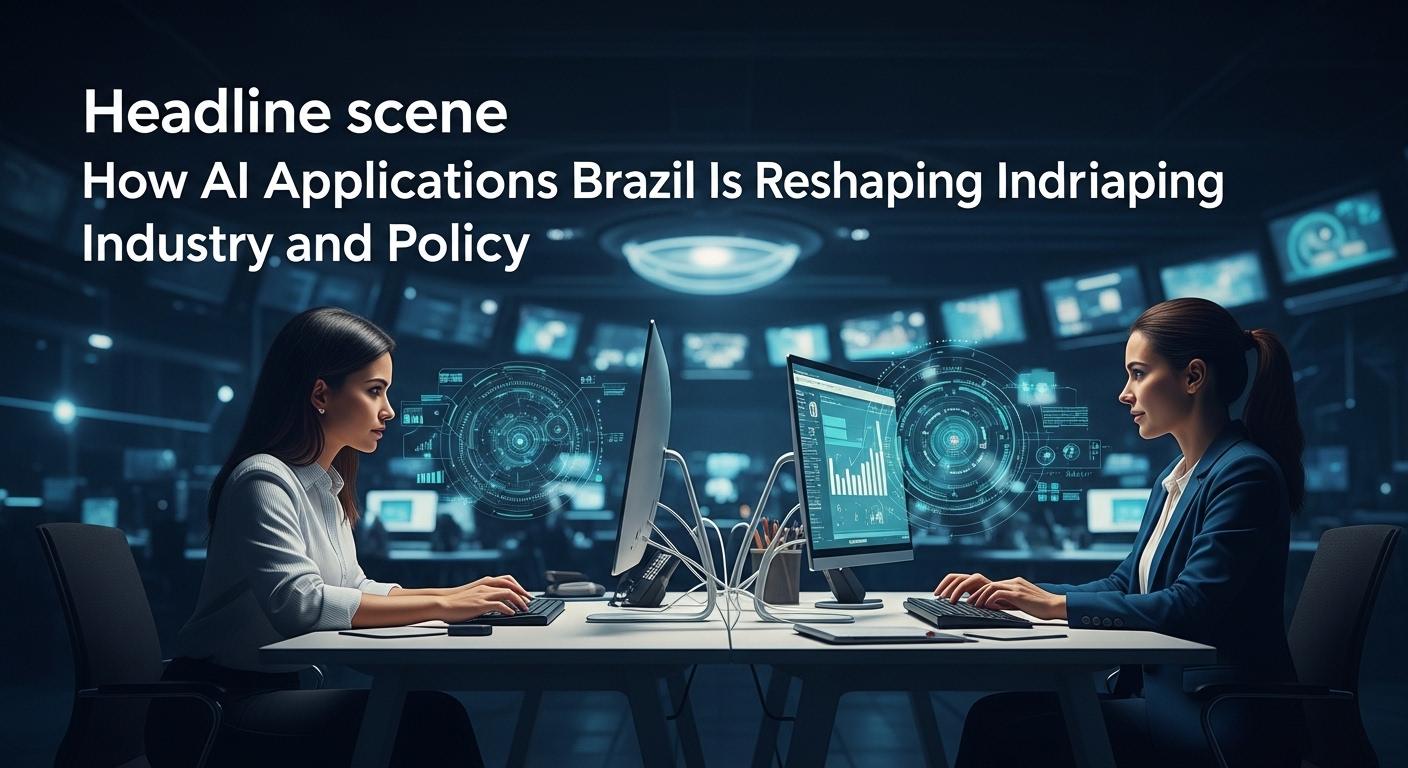 Brazilian city skyline with AI data overlays